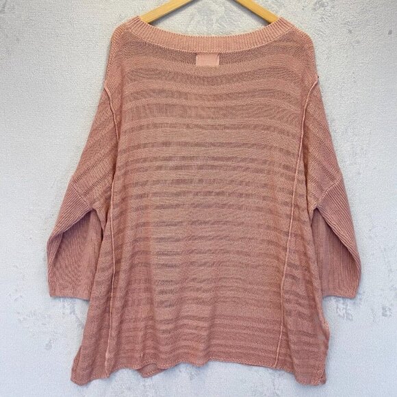 Andree by Unit Pink Oversized Sweater Size 1X Beach Dolman Sleeve Romantic Flowy - Picture 12 of 16